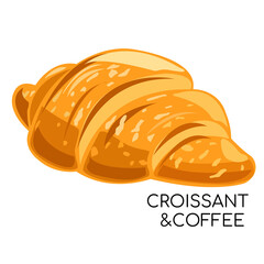 Croissant cartoon doodle icons set in black and white and colors. Simple bakery logo drawing. Isolated simple vector illustration.