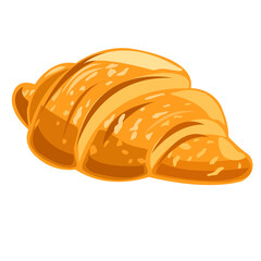 Croissant cartoon doodle icons set in black and white and colors. Simple bakery logo drawing. Isolated simple vector illustration.