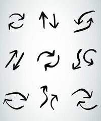 Isolated hand drawn set of black elements on white background. Collection hashtag, sun, signs design templates. Vector illustration.
