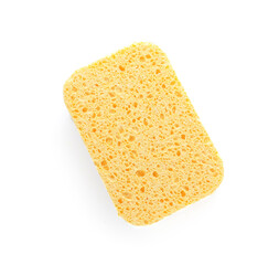 Yellow bath sponge on white background