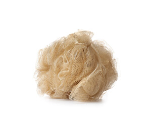 Soft bath sponge on white background