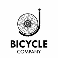 Letter j with bicycle wheel logo template illustration. suiatble for bicycle business - obrazy, fototapety, plakaty