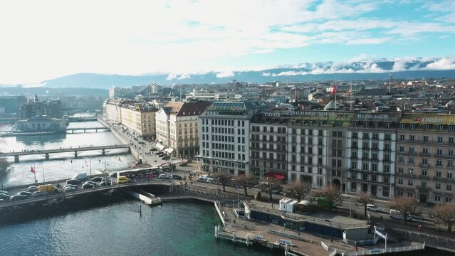 view of the whole geneva from a drone