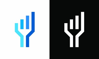 chart fork logo vector icon illustration	