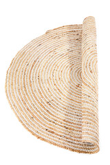 Trendy wicker carpet on white background
