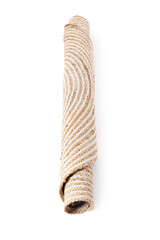 Rolled wicker carpet isolated on white background