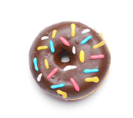 Delicious donut on white background