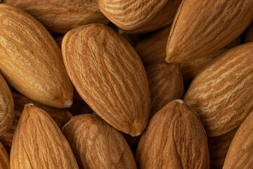 Almond. Almond background..Whole bulk almonds close-up.