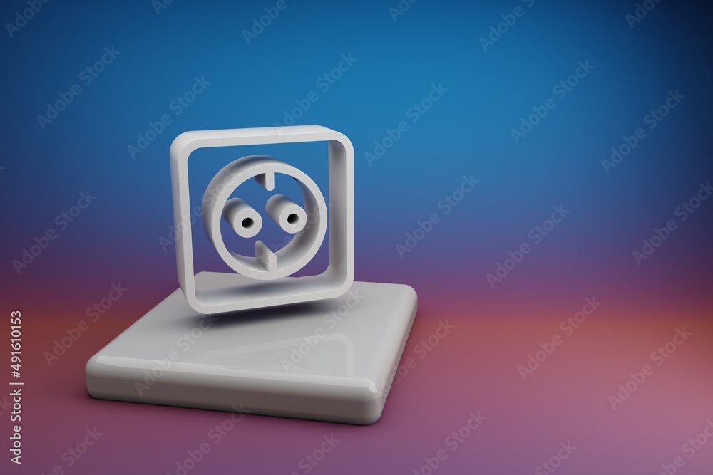 Poster Beautiful abstract illustrations eco symbol icon on a  ceramic stand and bright colored background. 3d rendering illustration. Background pattern for design. Save Ecological.