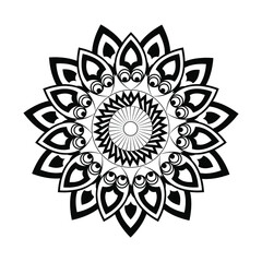 Mandala ornament patterns graphics vector illustration black and white background Premium Vector
