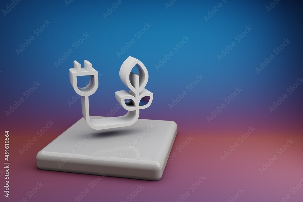 Leinwandbilder beautiful abstract illustrations clean energy symbol icon on a ceramic stand and bright colored back