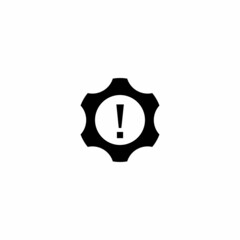 Cog, gear, wheel with exclamation vector icon