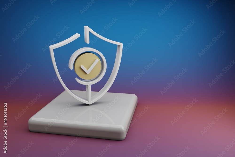 Aufkleber beautiful abstract illustrations security shield symbol icon on a ceramic stand and bright colored b