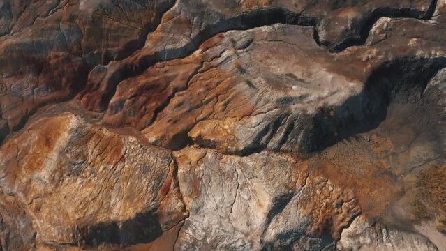 a quarry that looks like mars drone view