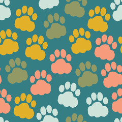 Vector seamless pattern with traces of dog paws