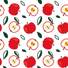 Apple fruit seamless pattern, abstract repeated background. For paper, cover, fabric, gift wrap, wall art, interior decor. Simple surface pattern design. Vector