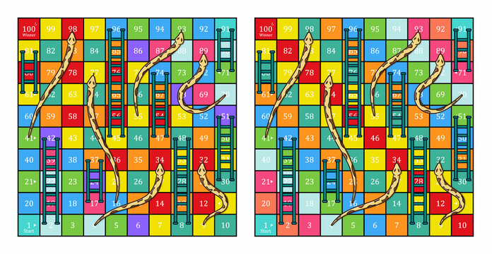 Snake and ladder printable board game vector image.