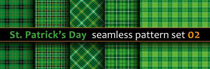 St. Patrick's Day seamless patterns set. Tileable vector backgrounds in Irish classic style.