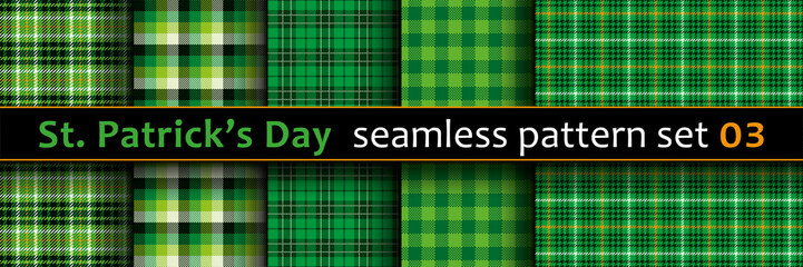 St. Patrick's Day seamless patterns set. Tileable vector backgrounds in Irish classic style.