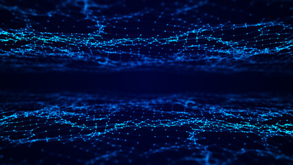 Futuristic digital data transfer concept. High-speed double data stream of cryptocurrency servers. Blockchain technology. 3D rendering.