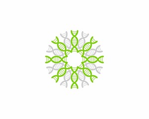 Circular DNA Helix with green and grey color