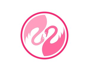 Circle shape with twin swan inside