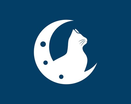 Crescent moon with cat silhouette inside