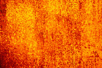Rough old orange texture. Painted metal surface. Rusty iron wall background with space for design.