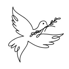 Peace dove continuous line illustration.