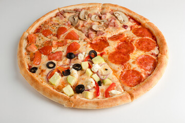 Pizza four seasons on a white background