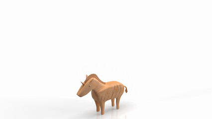 The unicorn wood on white background for business concept 3d rendering.