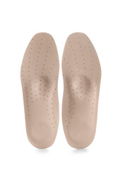 Pair of orthopedic insoles isolated on white background