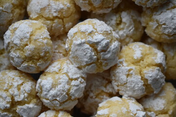 Home made almond coconut cookie.  Ghoriba Moroccan. Amaretti.