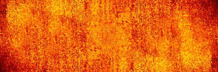 Rough old orange texture. Painted metal surface. Rusty background with copy space for design. Wide...