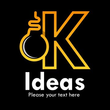 Letter k with bulb lamp logo template illustration. Suitable for idea or symbol or brand, your company.