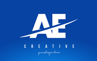 AE A D Letter Modern Logo Design White Yellow Background and Swoosh.