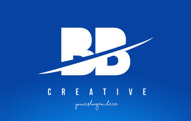 BB B B Letter Modern Logo Design withWhiteYellow Background and Swoosh.