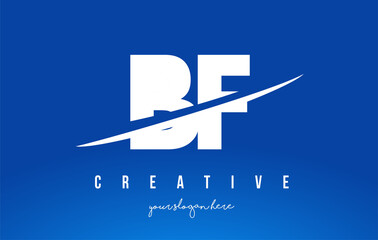 BF B F Letter Modern Logo Design with White Background and Swoosh.