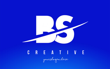 BS B S Letter Modern Logo Design with White Background and Swoosh.