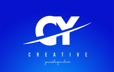 CY C Y Letter Modern Logo Design White Yellow Background and Swoosh.
