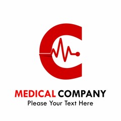 Letter c with cardiology symbol logo template illustration