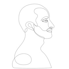 portrait man drawing in one continuous line, isolated