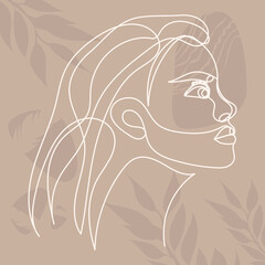 portrait woman drawing in one continuous line
