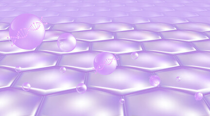 Hyaluronic acid skin solutions ad, purple collagen serum drops with cosmetic advertising background ready to use, illustration vector.