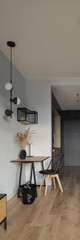 Stylish and small home office, vertical panorama