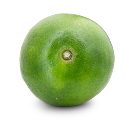 Green orange fruit isolated on white background