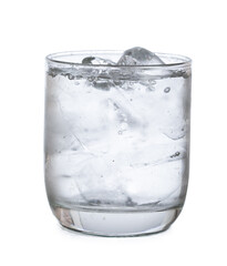 water  ice in glass isolated on white background