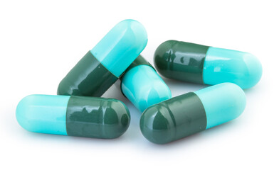 medicine capsule pill isolated on white background clipping path