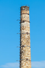 
old brick chimney against the sky