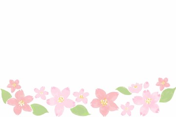 水彩風フレーム　桜の花びら　下